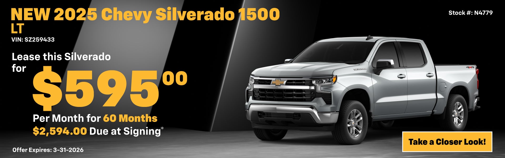 2025 Chevrolet Silverado 1500 LT Lease Special: $549 per month