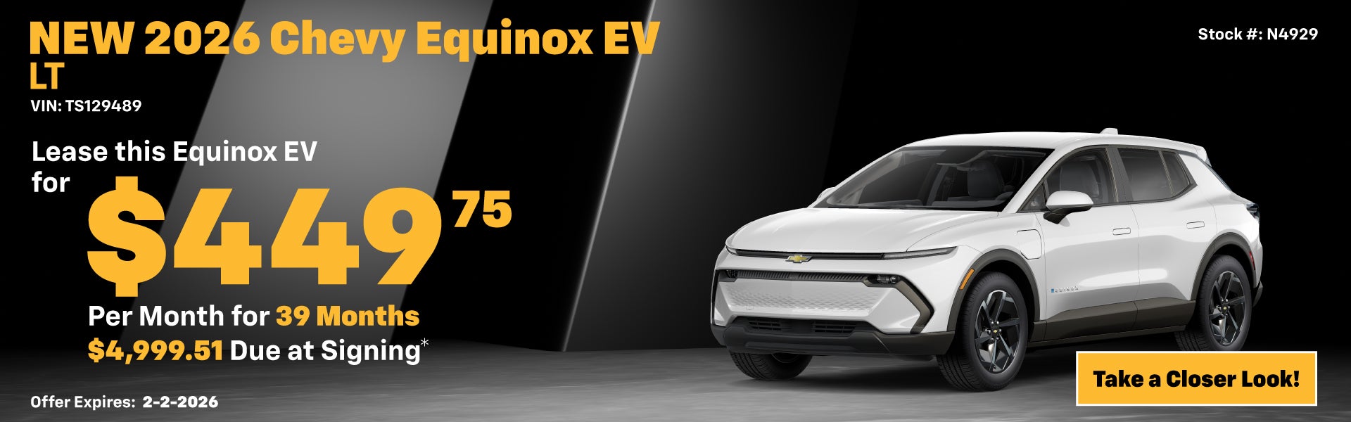 2026 Chevrolet Equinox EV LT Lease Special: $449 per month